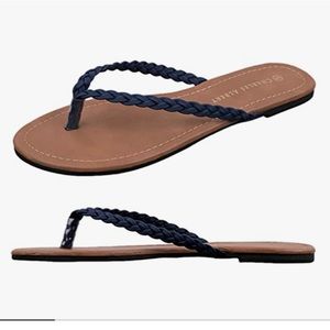 Charles Albert Navy Braided Flip Flop Sandal, NWT Size 10